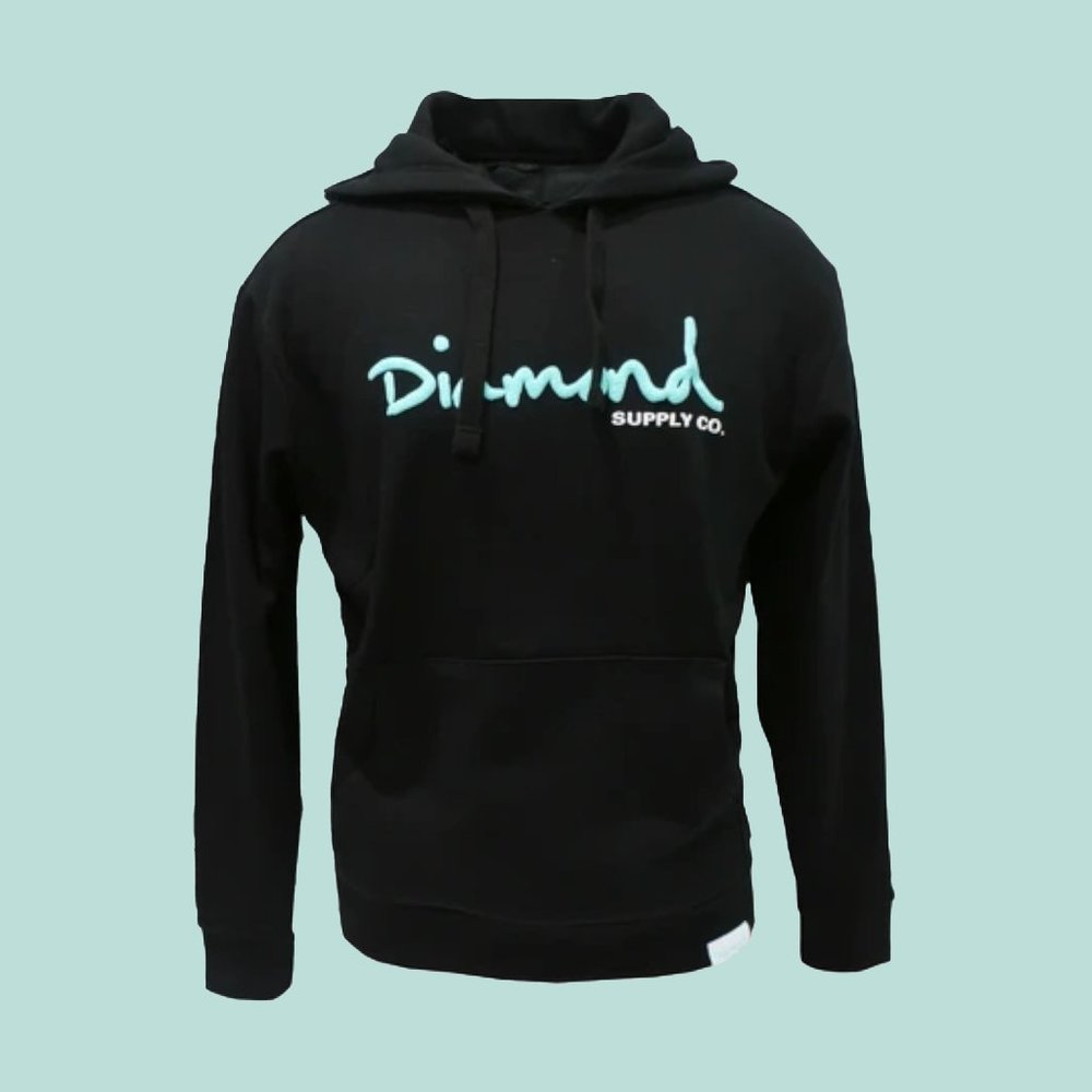 Diamond Supply Co. Mens Pullover Hoodie Black and Green Size XL New Authentic